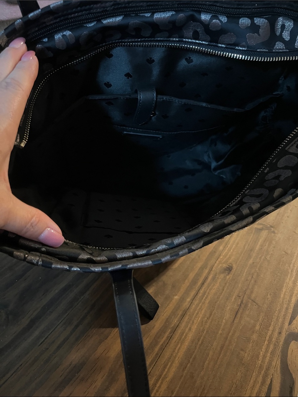 kate spade Black and Metallic Gold Leopard-Print Tote - Picture 7 of 9
